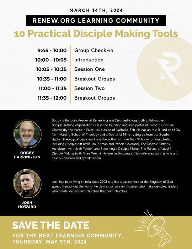 March 14 - Learning Community for Senior Church Leaders