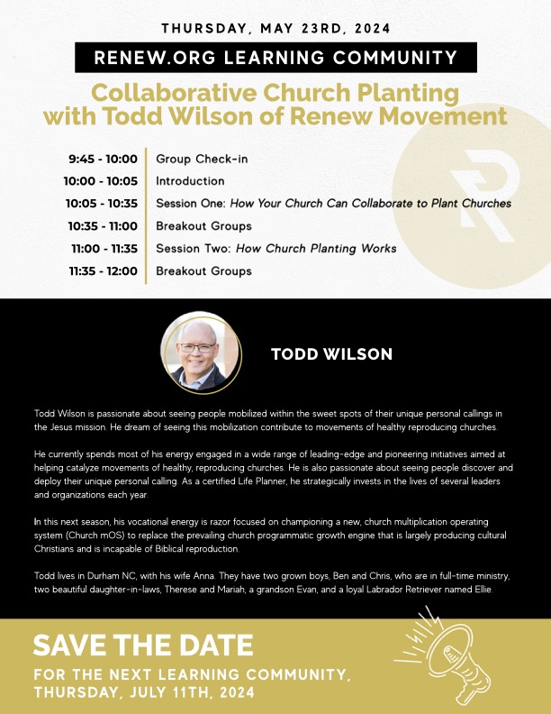 May 23 - Learning Community for Senior Church Leaders